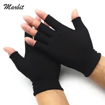 1/2 чифт черни ръкавици без пръсти в полпальца, вълнени плетени калъф за ръкавици до китката си във военната стил, памучни ръкавици за колоездене