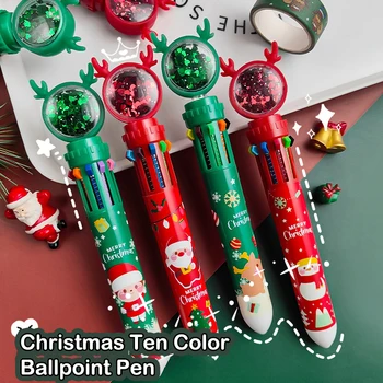 10 цвята Гел писалка с Коледните Лосем, Скъпа химикалка писалка Kawaii, Боядисана Дръжка за деца, Ученически пишещи средства, Канцеларски материали