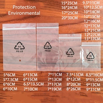 200шт Чанта с цип Пластичен Знак за защита на околната среда PE-LD Зарядно Устройство за бижута Самоуплотняющиеся Прахозащитен опаковъчни торбички за съхранение