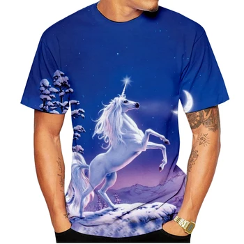 2023 Мъжете и жените, е Нова мода, rainbow unicorn, 3D печат, Дамски мъжки t-shirt, ежедневни риза с коне, топ