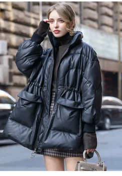 2023 Нова яке от естествена кожа, дамски якета оверсайз, топла женска дубленка, дамски зимни паркове Mujer Ch