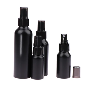 30 ml, 50 ml, 100 ml, 150 ml, Преносим пътен черен алуминий празен флакон, флакон-спрей за парфюми, козметични опаковки, контейнер, флакон-спрей