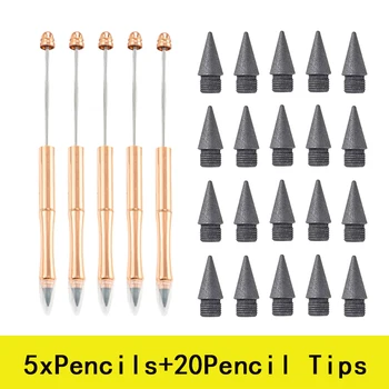 5шт моливи + 20pcs накрайници за моливи Eternal Pencils Бескрашеный молив за моливи със сменяеми връхчета Everlasting Молив 