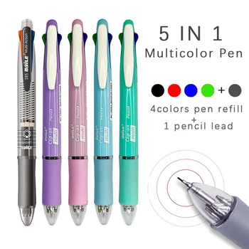 8шт Мультяшная химикалка химикалка 5 В 1, многоцветен писалка за писане с 1 молив, Многофункционални офис и ученически принадлежности, химикалки за студенти