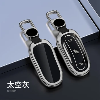 Automobile калъф за смарт-ключовете от алуминиева сплав TPU за Tesla, Модел 3, модел S, модел Y, чанта протектор, ключодържател, bag-държач за ключове
