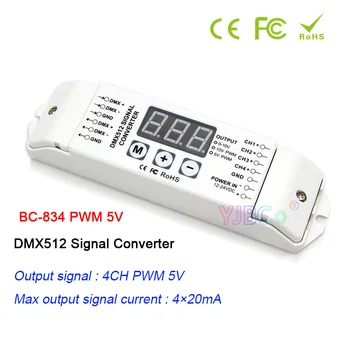 Bincolor 0-10 В/PWM 5 В/PWM 10 В DMX512 Преобразувател на сигнала 4CH DMX512/1990 в сигнал 0-10 В/PWM 10/5-Слаби В сигнала 12V-24V