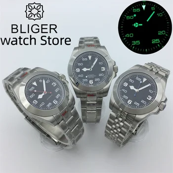 BLIGER 40 мм Автоматичен мъжки часовник Silver Jubilee / Oyster гривна е Подходяща за NH35A MIYOTA 8215 PT5000 Механизъм Сапфир кристал