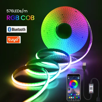 Bluetooth RGB COB Strip Light 5V USB Led лента 576 светодиода / m Гъвкава лента линейно осветление Smart APP дистанционно управление на подсветката на телевизора
