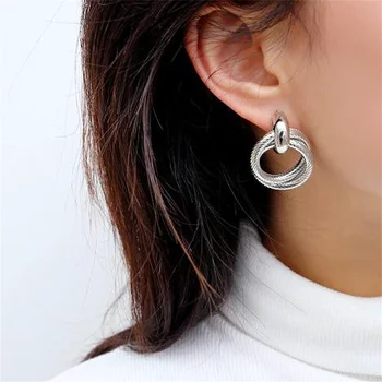 FNIO Геометрични метални кръгли обеци-карамфил в готически стил за жени Модни Обеци за пиърсинг Аксесоари