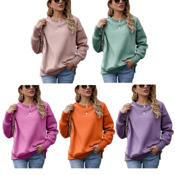 Hoody Оверсайз, Пролетен женски случайни пуловер, Обикновена блузи с дълъг ръкав