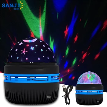 SanjiCook Led Цветни Проекционная лампа на Нощното Небе Въртящи Магически Топка Луната Звезда Кристал Нощно Осветление, орнаменти спални