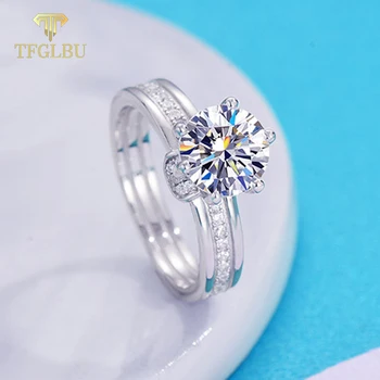 TFGLBU 1-3CT 100% Естествена Пръстен С Муассанитом От Сребро проба 925 С диамантен пръстен Отлична Кройка, Следваща D-Цветна Лента, Луксозни и Оригинални Бижута Vvs1