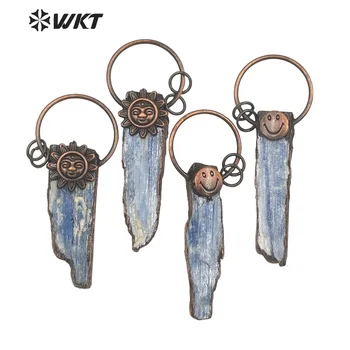 WT-P1731, Реколта бронзова дограма със синьо хрустальным камък, форма на инструмент с висулки Богиня на Слънцето, колиета