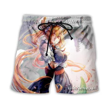 xinchenyuan/Нови Мъжки/Дамски Ежедневни Панталони с 3D Принтом Miss Kobayashi's Dragon Maid, Модни Градинска Дрехи, Мъжки Свободни Спортни Шорти T24