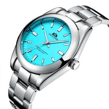 Автоматични часовници за мъже, механични, от неръждаема стомана, луксозни, червено, жълто, Небето-синьо, Зелено, цветни, преливащи се цветове, 41 мм Reloj Hombre Baratos