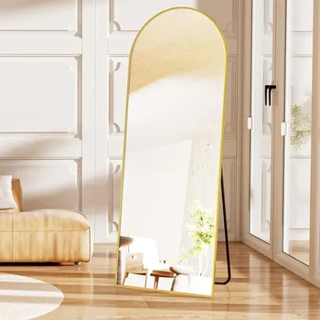 Арочное огледало, външни огледала в пълен ръст, със стойка, корпус от сплав, висящи на стената на дневната и спалнята, златни