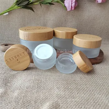 Бамбук козметична буркан 15 g 30 g 50 g Луксозна козметична опаковка празните преработени бамбукови козметични буркани дървена кутия за крема за лице на едро