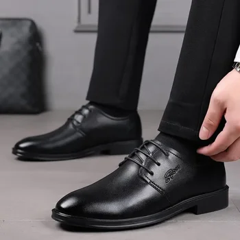 Бизнес официална облекло Кожени Мъжки обувки ежедневни от мека кожа в британския стил, с мека подметка за сватбата на младоженеца, които нарастване на Inso