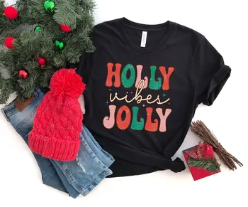 Вземете вашата Коледна риза Holly Jolly, Това е Най-Прекрасното Време на Годината, Подходяща За Семеен Топам С къс ръкав И Кръгло деколте в готически стил