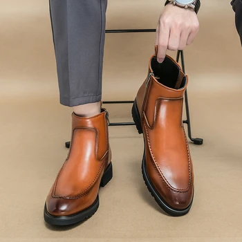 Висококачествени кафяви/черни Мъжки обувки Ръчна изработка за Мъже; Обувки на 