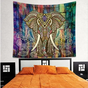 Гоблен с изображение на декоративни Мандала под формата на слон, Гоблен с индийски слон, Мандала Хипи, виси на стената