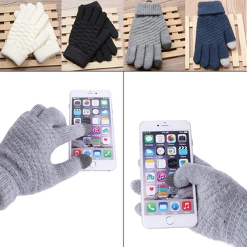 Дамски зимни ръкавици, ръкавици без пръсти със сензорен екран, Удебелена однотонная ръкавица за целия пръст