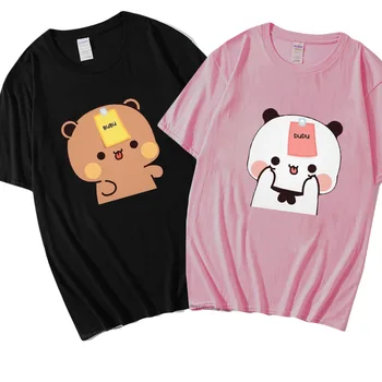 Двойката Тениски Bubu Dudu Сладък Kawaii Graphic Tshirt, Летни Дрехи от 100% памук, Тениски С къс ръкав, Отгоре С Кръгло деколте Дамски дрехи Мъжки