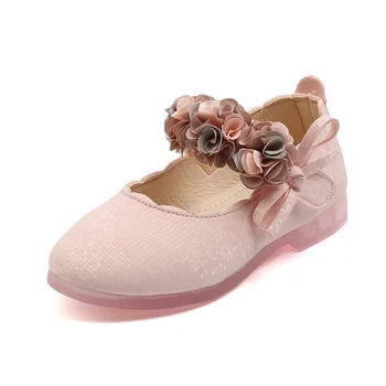 Детска празнична булчински обувки, модерни обувки за момичета с хрустальным лък, обувки за танци подметка