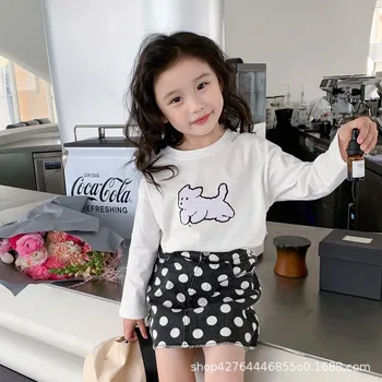 Детски дрехи 2023, Нова мода памучен тениска с дълъг ръкав, Детски Корея стилна Свободна Ежедневни Проста скъпа риза