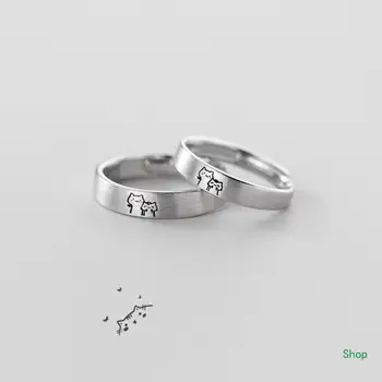 Директна доставка, 2 бр. пръстени, пръстени за двойката котенков за жени, мъже, Trend Комплект пръстени за пръстите, Приятелство, Годеж, Сватба бижута, подарък