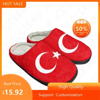 Домашни памучни чехли с турски флаг, обичай, мъжки и женски на най-новите сандали от турски плюшени, ежедневни обувки за спални, водене жив топлина, минерални чехли