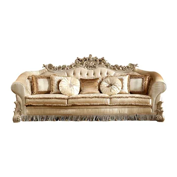 Европейският действа парцал диван, масичка за чай, комбинация от големи плоски издълбани на мека мебел от масивна дървесина, мебели за френската дворцовия вили по поръчка