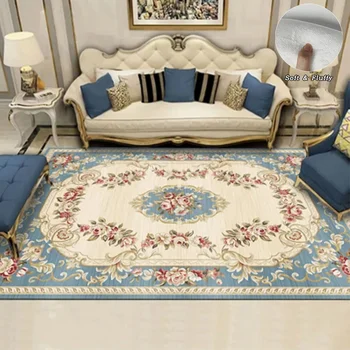 Европейският стил на Декориране на всекидневна Килим от Пухкави килими за спални, Хотелски килими голяма площ килимче за хола Моющийся подложка за домашен декор