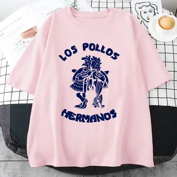 Женска тениска Los Pollos Hermanos С къс ръкав И Кръгло деколте В същия параграф, Памучни Свободни Реколтата, Потници, Облекло Эстетичная