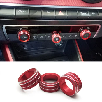 За Audi A3 8V 2014-2020 Оформление на автомобила Централна конзола Мултимедийна дръжка на Ключа Кръгове Декоративна украса на капачката на Аксесоари за интериора