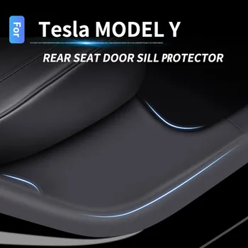 За Tesla Model Y ABS Лигавицата на прага на задната врата, протектор на вътрешния праг на вратата, Тампон върху броня, Аксесоари за педали поздрави, поставка за крака, аксесоари
