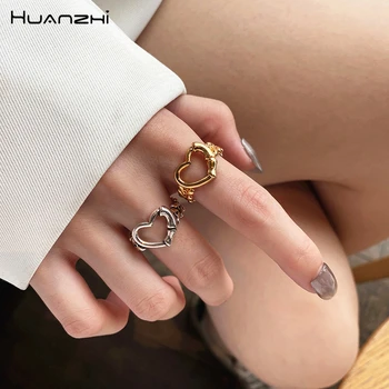 За да създадете пръстен HUANZHI от хралупата си сърце, Индивидуално, драги, просто Y2K, подарък за фестивала на бижута в стил пънк за жени 2024, Новост корейски производство