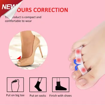 Защита за палеца на крака е Лесен за използване, корекции на изместване на пръстите на краката, ортопедичен Силиконов разпределителя за палеца на крака, издръжлива