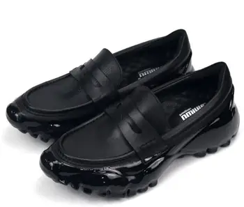 Зимните висококачествени лоферы без закопчалка, ежедневни обувки с кръгло бомбе, Модни черни мъжки обувки, ръчно изработени обувки за мъже