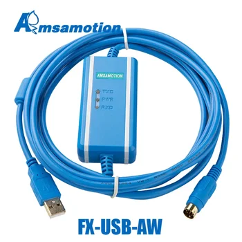Изолиран FX-USB-AW от Amsamotion Подходящ за Mitsubishi FX3U FX3G Серия 1N 2N 1S Кабел за програмиране на PLC Заменен от USB-SC09-FX+