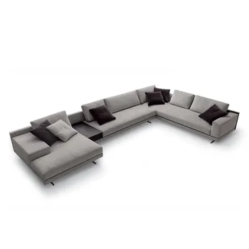 Италиански минималистични диван за хол, с модерен изчистен скандинавски светлина, луксозен плат, диван от естествена кожа от най-горния слой от телешка кожа