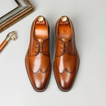 Италиански Мъжки Модел обувки на плоска подметка от Луксозна естествена Телешка кожа 2023 Дизайнерски Летни обувки за Сватба-дербито с остри пръсти Черен цвят За мъже