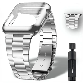 Калъф + Комплект метална каишка за Apple Watch Ultra 49 мм 8 7 45 мм 41 мм подвижна каишка от веригата iWatch 6 5 4 3 SE 44 мм 40 мм 42 мм 38 мм Correa
