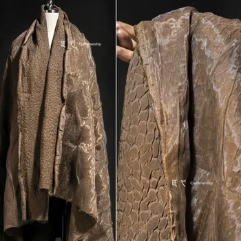 Кафяви обемни, сухи листа, Жаккардовая плиссированная плат с насипни текстура, преработени платове за булчински рокли и дрехи