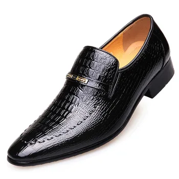 Кожени Мъжки обувки от изкуствена кожа с шарките на крокодилска кожа Мъжки Бизнес модельная обувки, Ежедневни Социални Мъжки обувки Сватбени обувки Zapatos Hombre