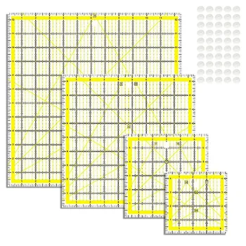 Линия за капитониране от 4 части, Шаблони за капитониране на Акрилна Квадратна Линия (4,5X4,5 инча, 6x6 см, 9,5X9,5 инча, 12,5X12,5 инча) С нескользящими на кръгчета