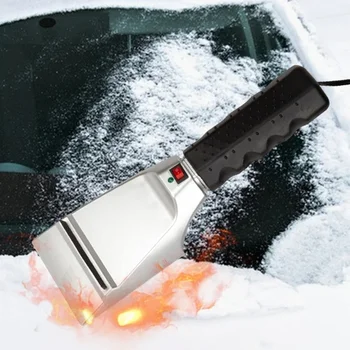 Лопата за сняг на предното стъкло на автомобила с подгряване 12, Стъргалка за лед върху предното стъкло электромобиля, Лопата с дръжка, инструмент за отстраняване на лед
