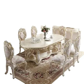 Луксозен италиански класически маса за хранене и стол от бук ръчно изработени, Овална маса и стол настраиваемого размер, Velvet цвят за вила