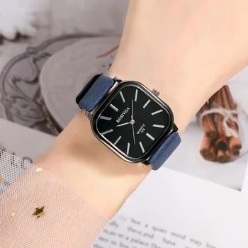 Маркови Дамски кварцови Часовници с кожена каишка на Корейски ръчни часовници с прости квадратен циферблат Reloj Mujer Луксозни Дамски Часовник Dropshipping