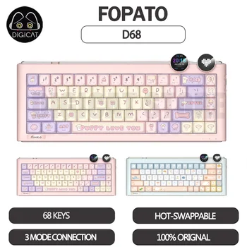 Механична клавиатура Fopato D68 3 режима на безжични клавиатури USB/ 2.4 G / Bluetooth с възможност за гореща замяна TTC-превключвател за Офис по Индивидуална клавиатура